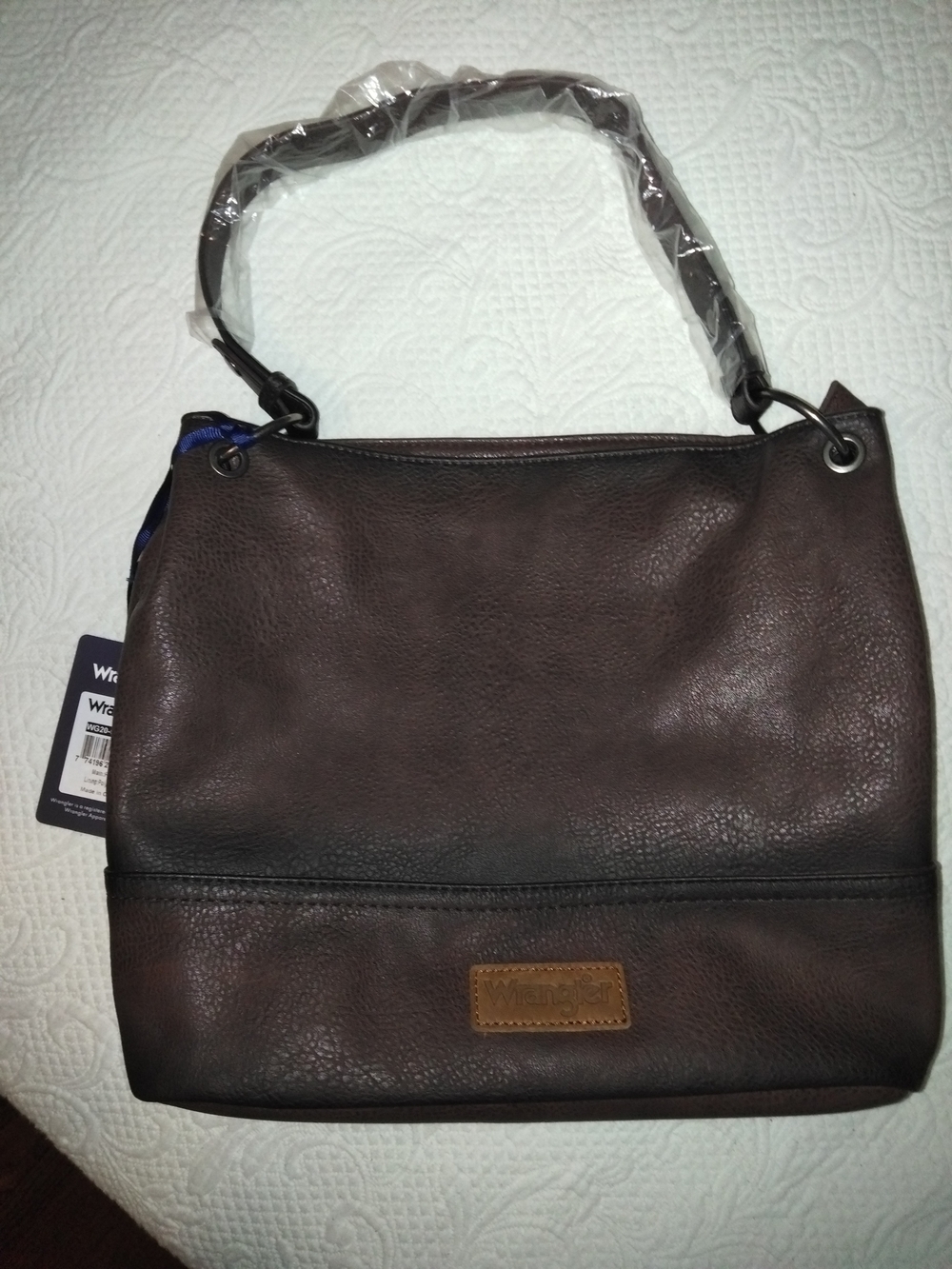 Wrangler Dark Brown Leather-Look Shoulder Bag